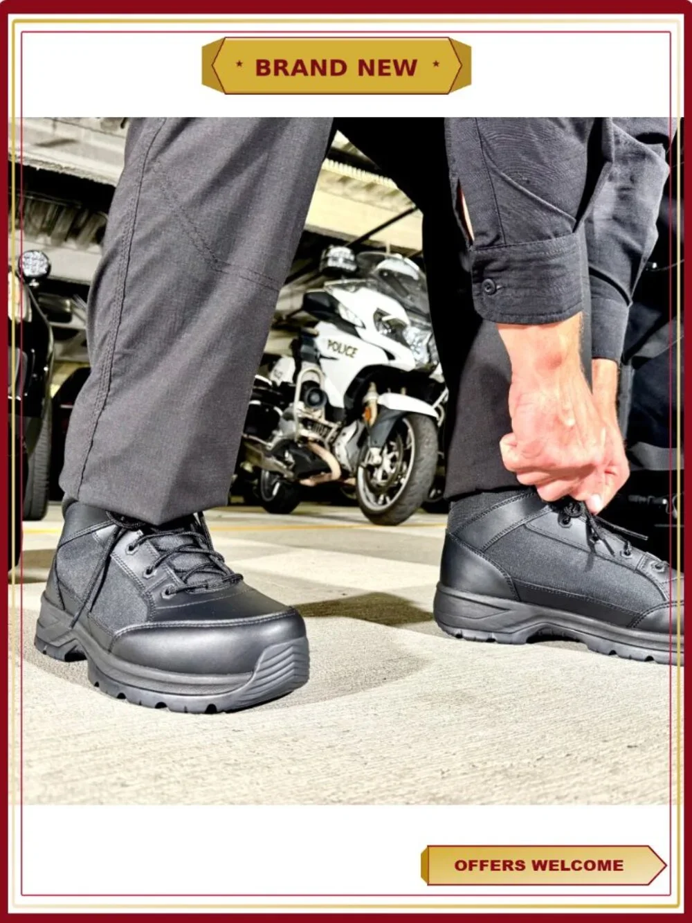 Steel Toe Tactical Work Boots for Men Slip Resistant Lace Up